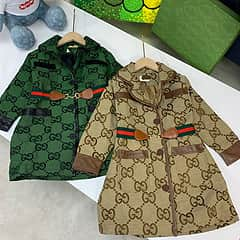 Gucci GG Canvas Jacket with Web Belt, Luxury Designer Outerwear